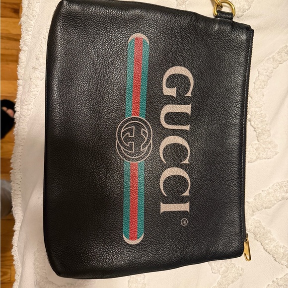 Gucci Black Belt Bag with Green and Red Stripe